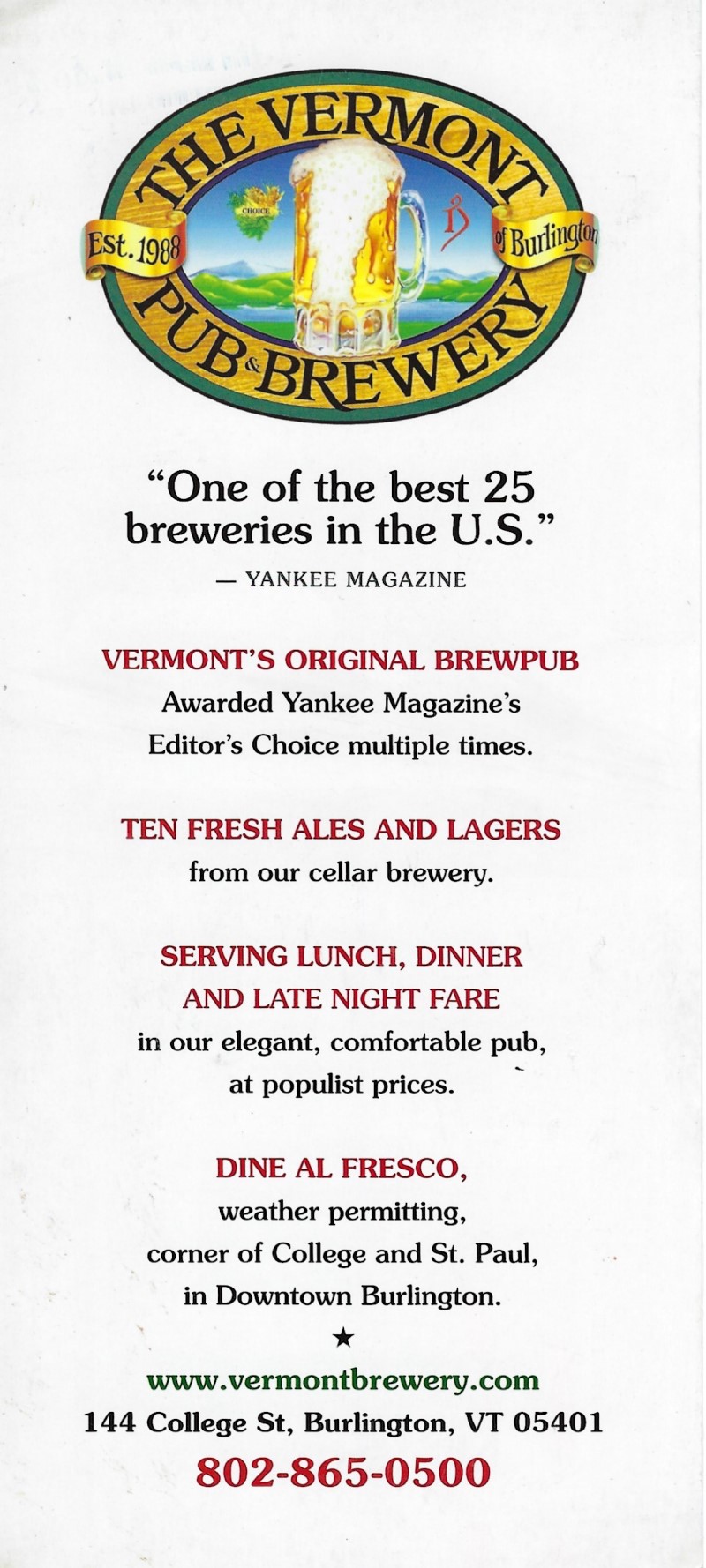 The Vermont Pub & Brewery brochure thumbnail