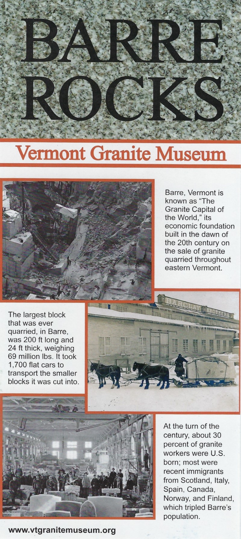 Vermont Granite Museum brochure thumbnail
