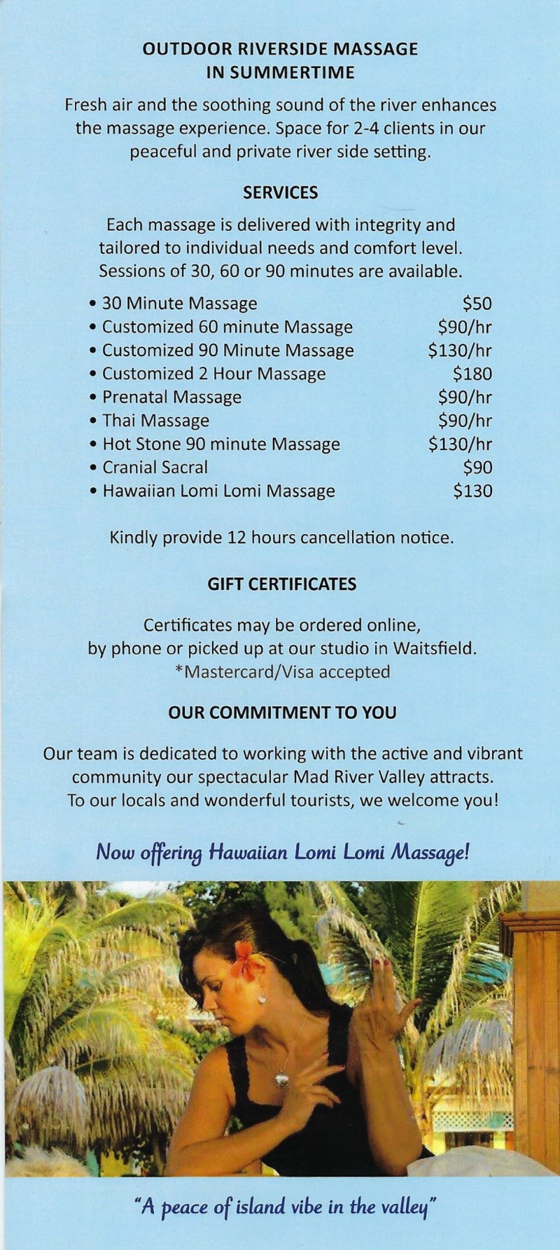 Mad River Massage brochure thumbnail