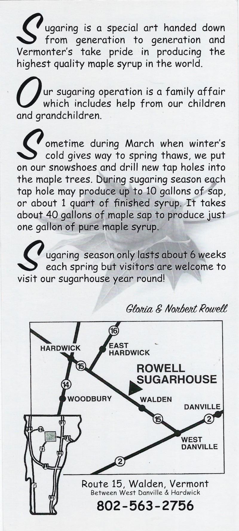 Rowell Sugarhouse brochure thumbnail
