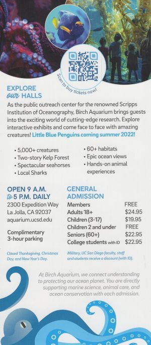 Birch Aquarium at Scripps brochure full size