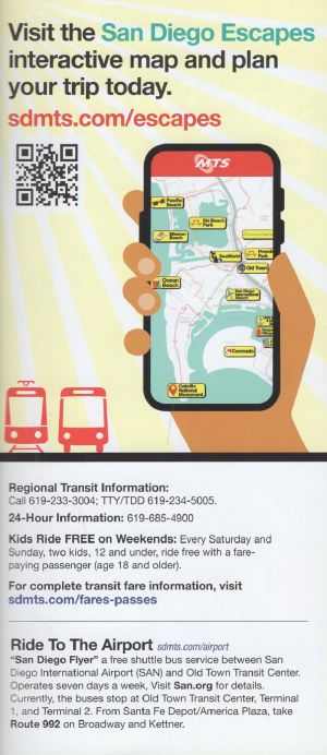 San Diego Metropolitan Transit - Fun Places brochure full size