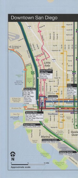 San Diego Metropolitan Transit - Regional Transit Map brochure full size