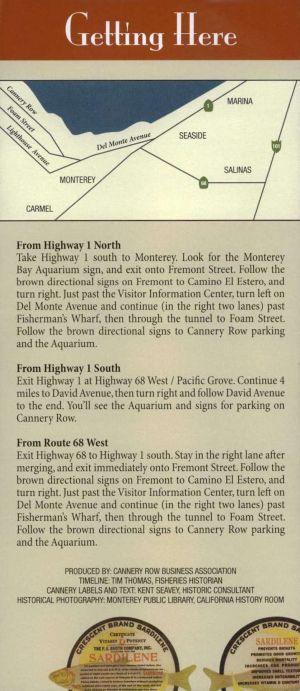 Historic Cannery Row Walking Map brochure full size