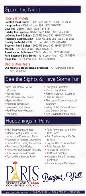 Paris Texas Visitor Guide brochure thumbnail