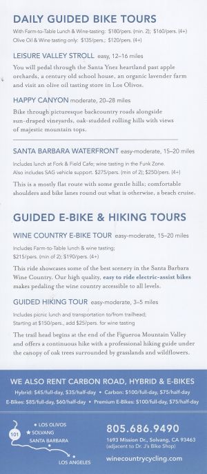 Wine Country Cycling brochure full size
