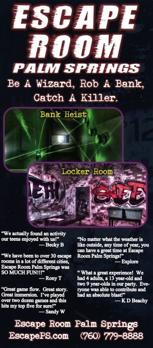 Escape Room Palm Springs brochure full size