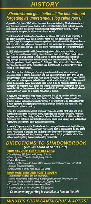 Shadowbrook Restaurant brochure thumbnail
