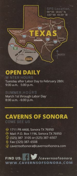 Caverns of Sonora brochure full size