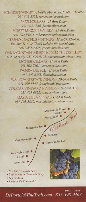 De Portola Wine Trail brochure full size
