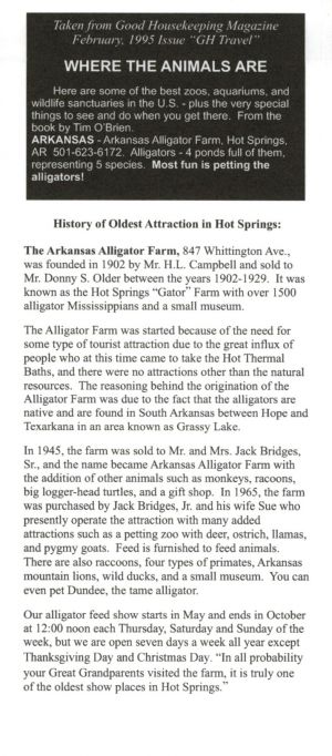 Arkansas Alligator Farm brochure thumbnail