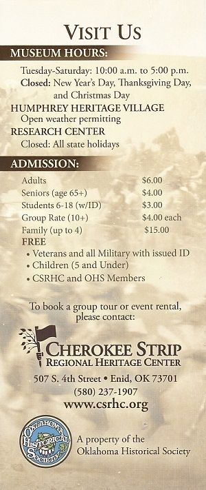 Cherokee Strip Heritage Center brochure thumbnail