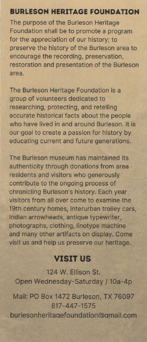 Burleson Heritage Center brochure thumbnail