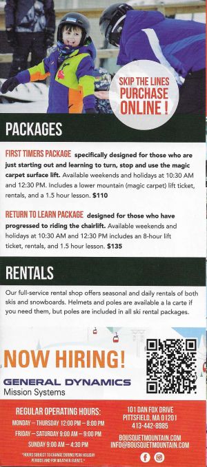 Bousquet Mountain Ski Mountain & All Season Sports Resort brochure full size
