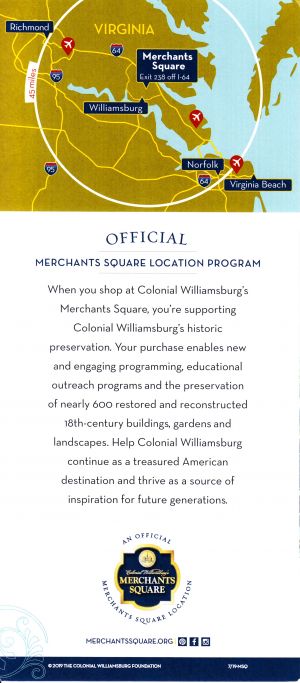 Colonial Williamsburg's Merchants Square brochure thumbnail