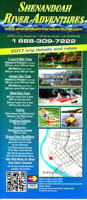 Shenandoah River Adventures brochure full size