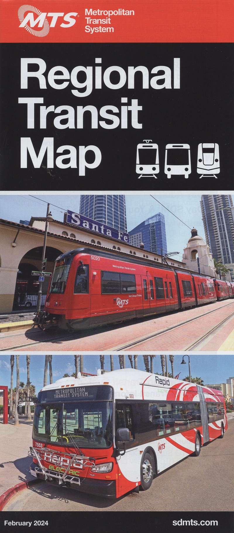 San Diego Metropolitan Transit - Regional Transit Map brochure full size